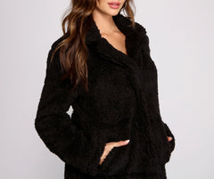 Faux Fur Long Line Jacket - Lady Occasions