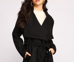 Day Chic Drape Front Belted Coat - Lady Occasions