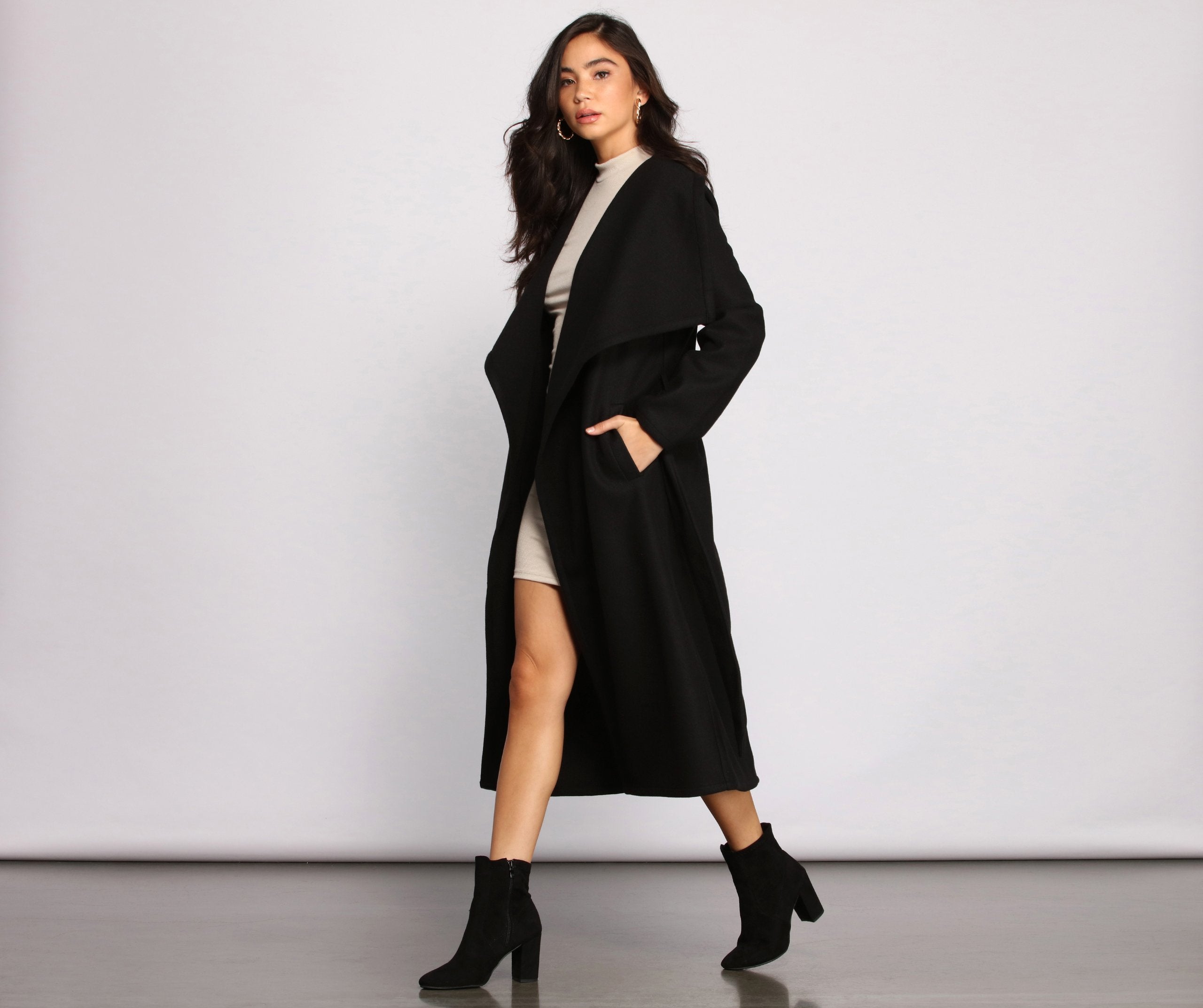 Day Chic Drape Front Belted Coat - Lady Occasions