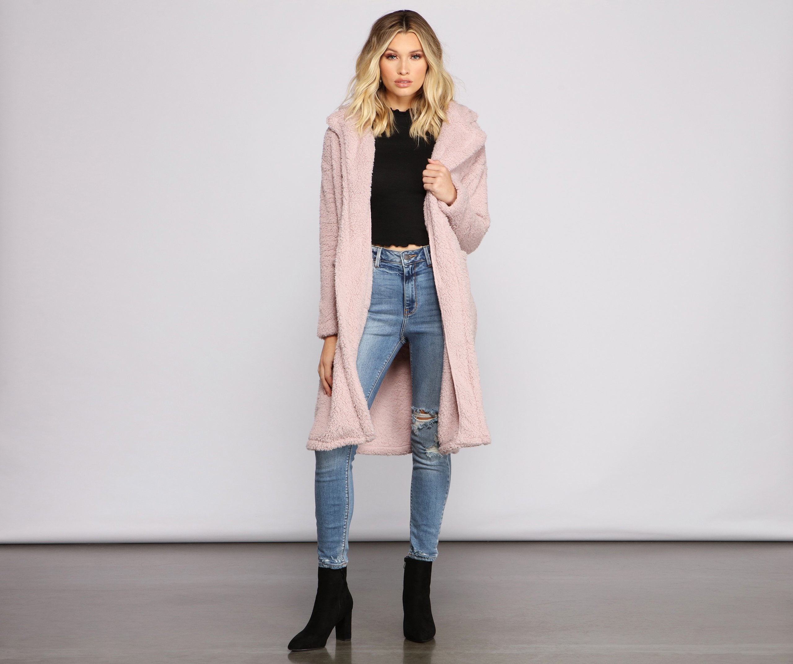 Fuzzy Fleece Long Teddy Coat - Lady Occasions