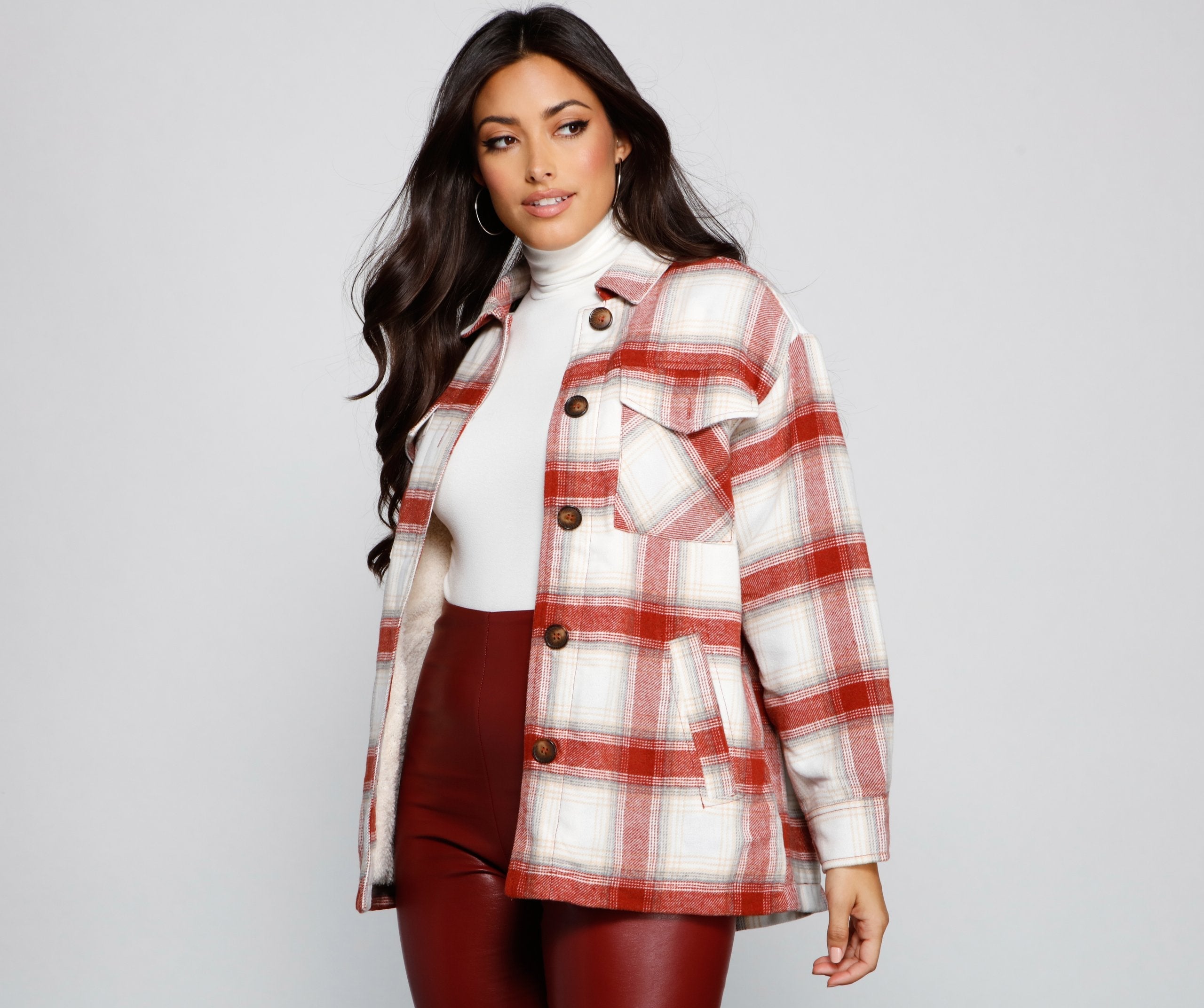 Falling For Cozy Vibes Plaid Sherpa Jacket - Lady Occasions