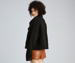 Cozy Moment Sherpa Knit Shacket - Lady Occasions
