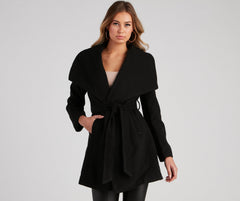 Polished And Chic Faux Wool Trench Coat - Lady Occasions