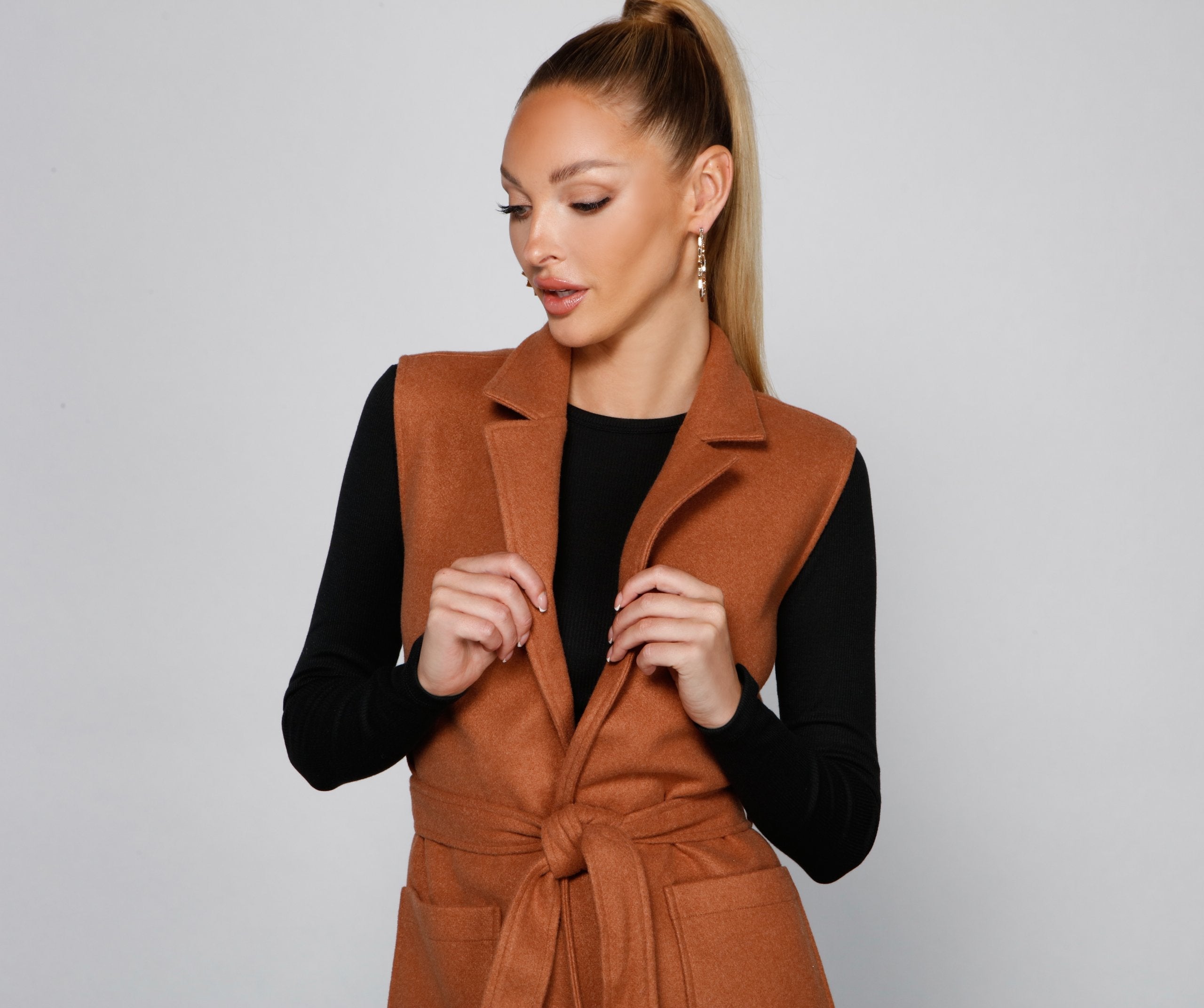 City Girl Faux Wool Trench Vest - Lady Occasions