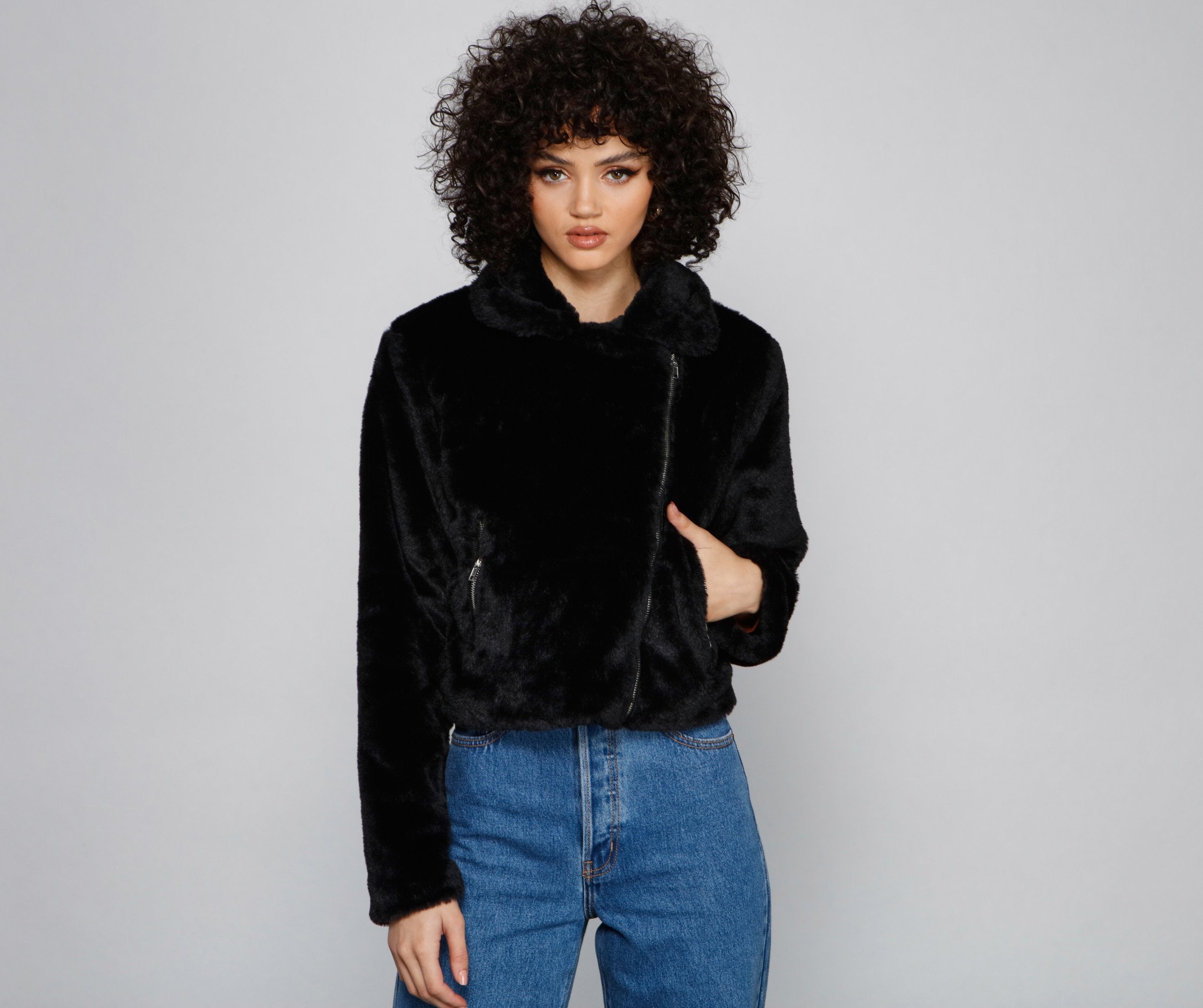 Rebel Chic Faux Fur Moto Jacket - Lady Occasions