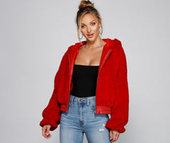 Fuzzy Feels Faux Fur Hoodie - Lady Occasions