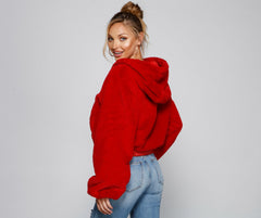 Fuzzy Feels Faux Fur Hoodie - Lady Occasions