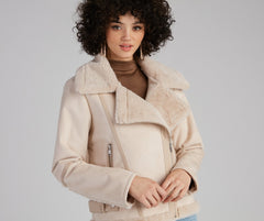Luxe And Chic Sherpa Moto Coat - Lady Occasions