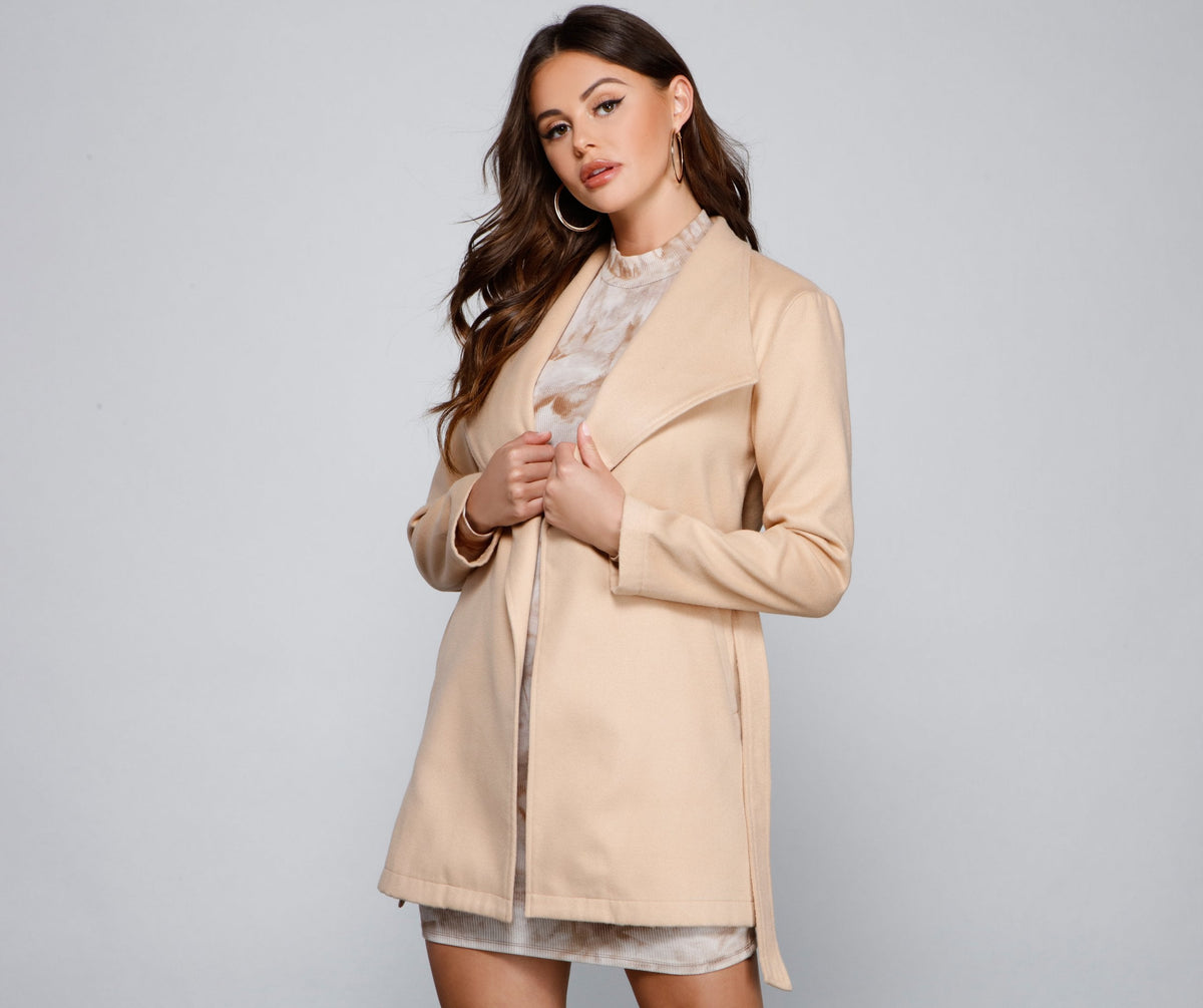 Polished And Chic Faux Wool Trench - Lady Occasions