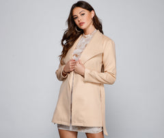 Polished And Chic Faux Wool Trench - Lady Occasions