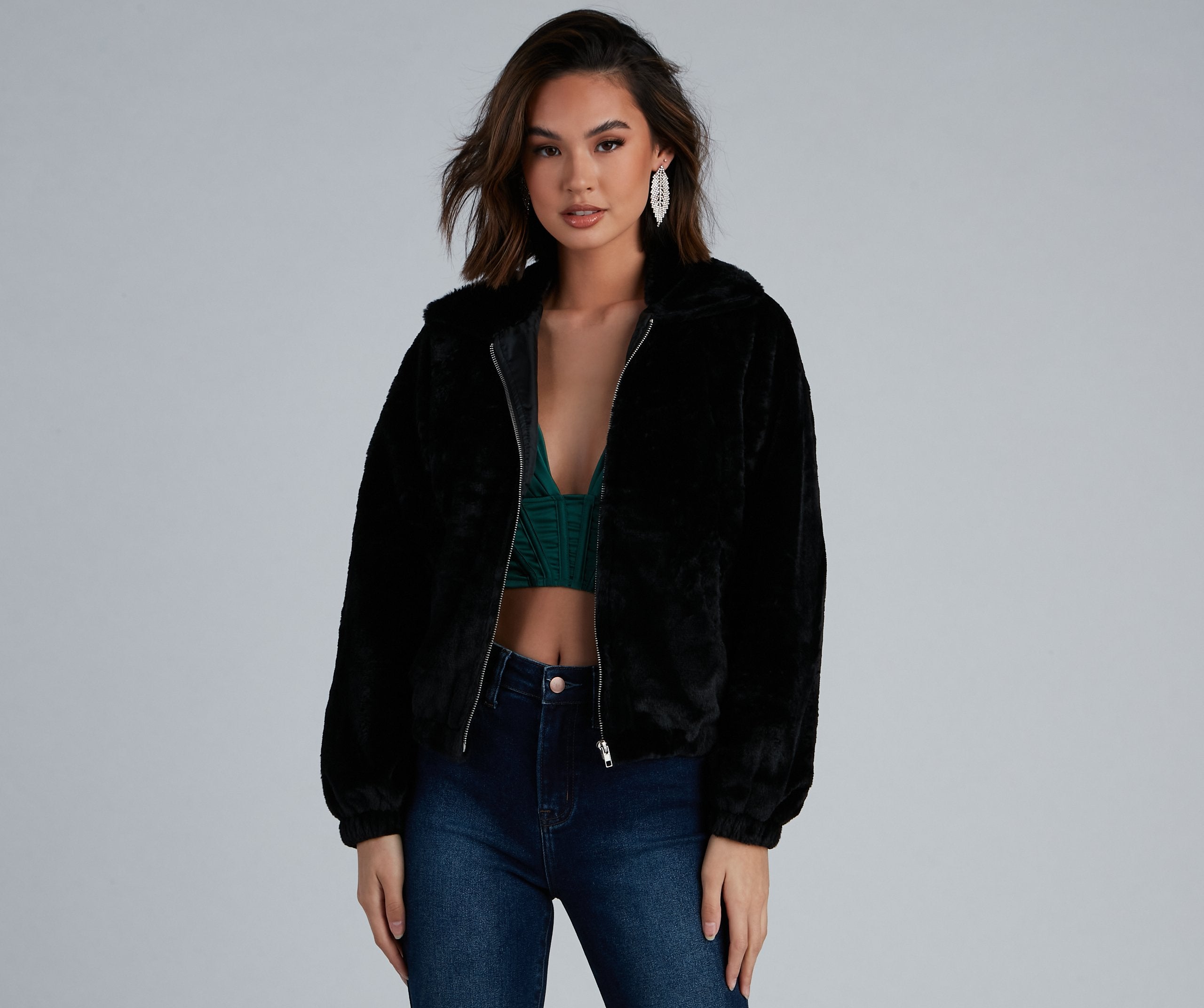 Cuddle Up Faux Fur Bomber Jacket - Lady Occasions