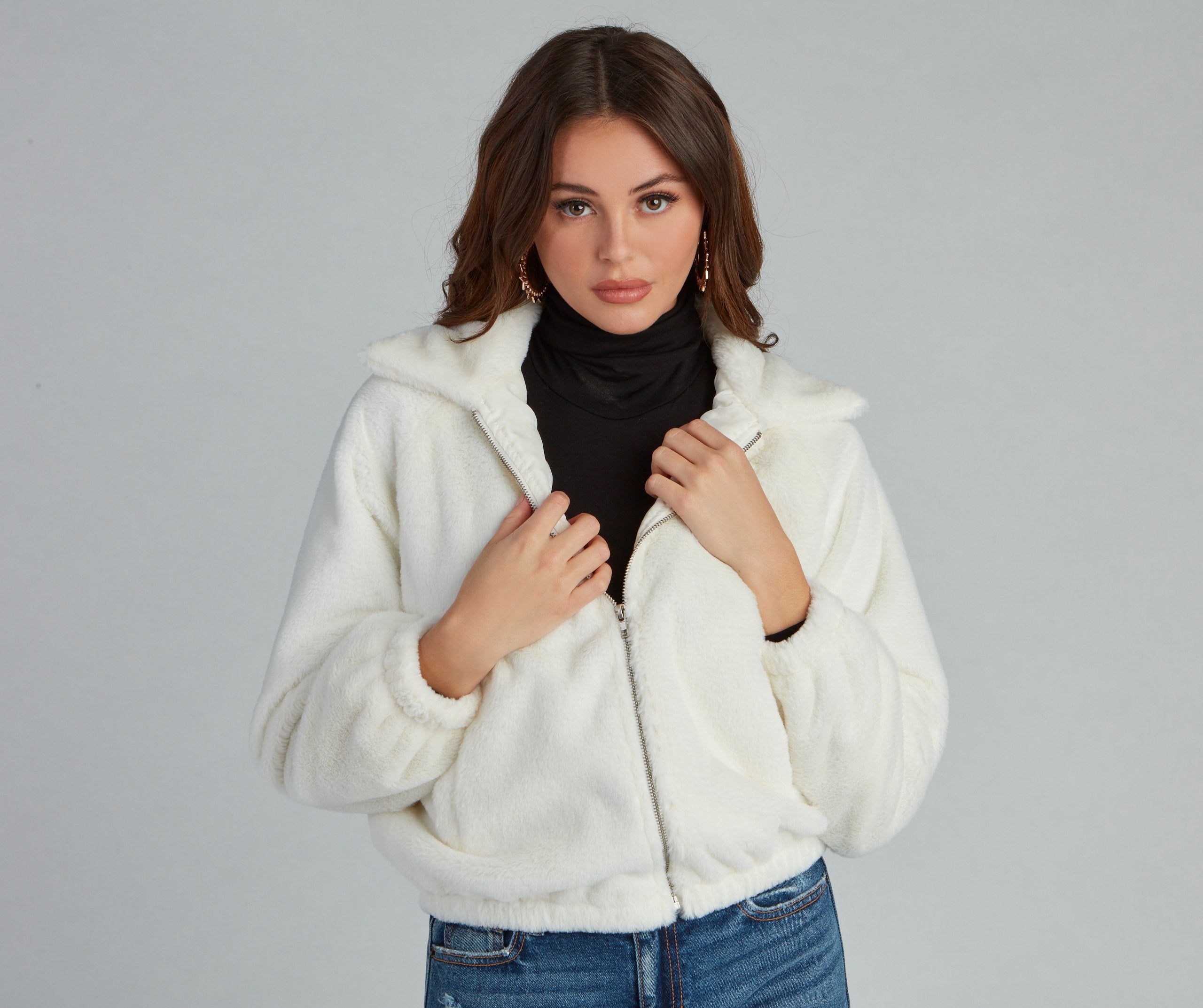 Cuddle Up Faux Fur Bomber Jacket - Lady Occasions