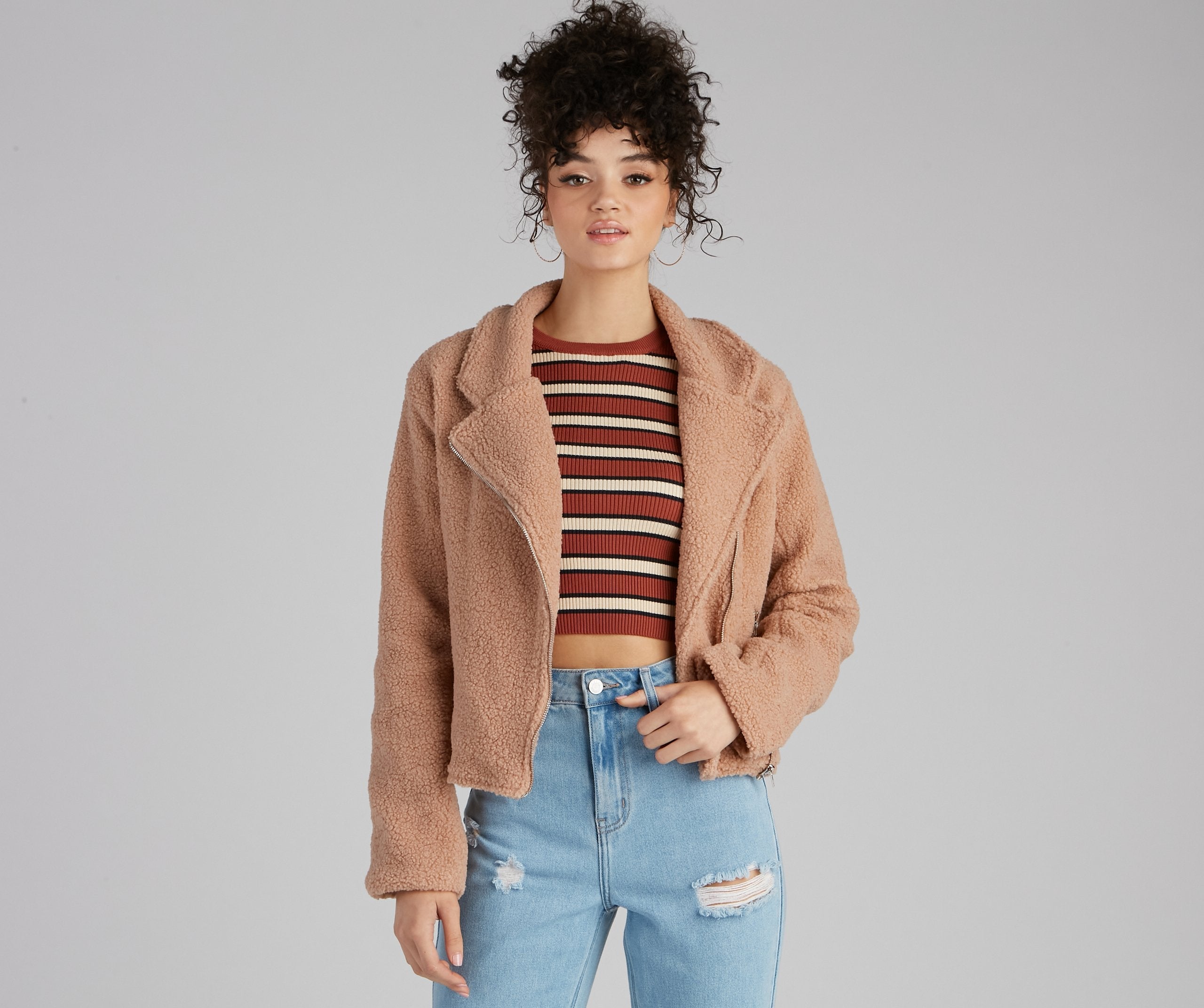 Cozy Always Faux Sherpa Moto Jacket - Lady Occasions