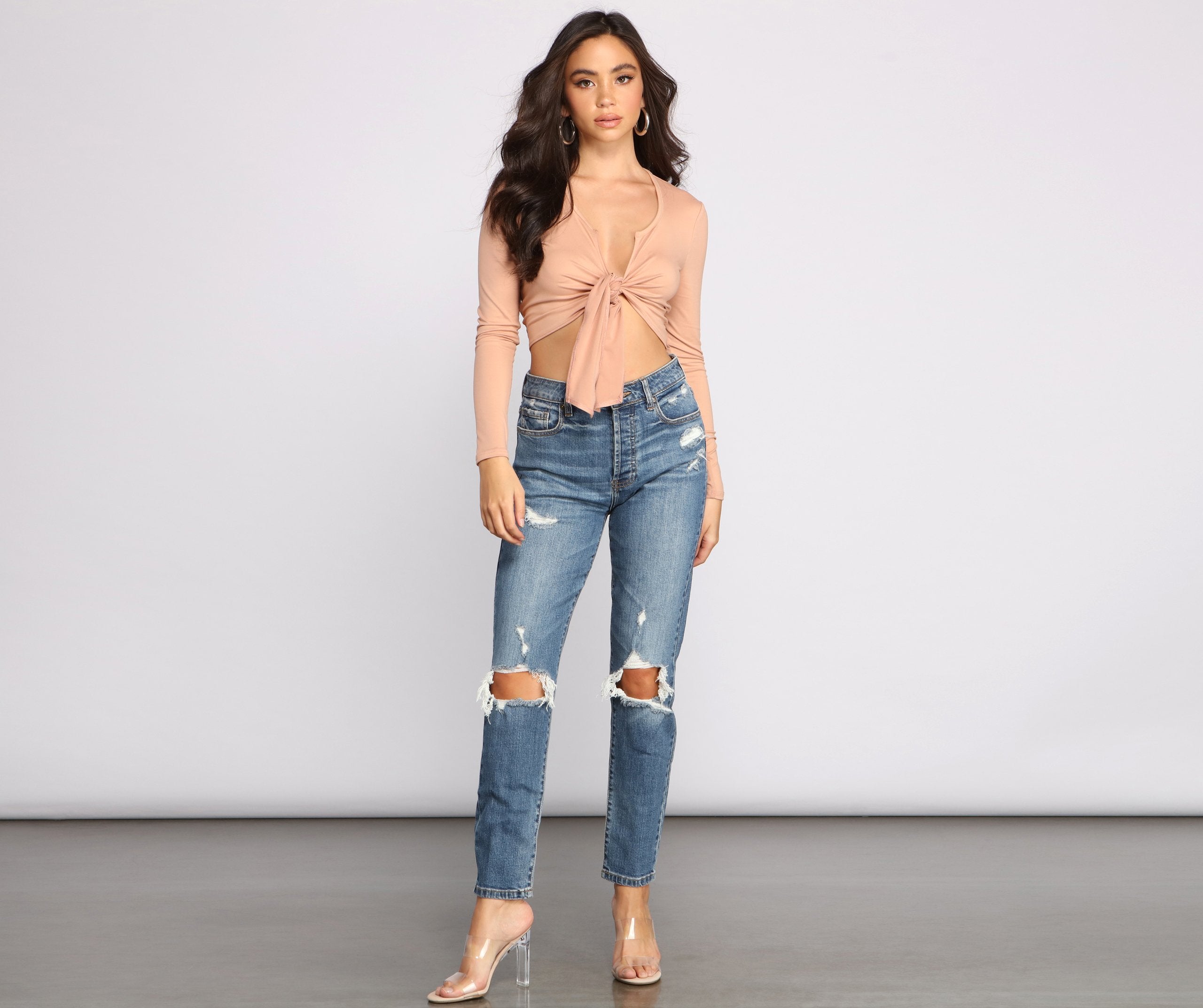 Falling For Basics Tie-Front Top - Lady Occasions