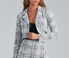 Perfectly Posh Tweed Plaid Blazer - Lady Occasions