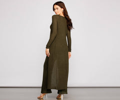 Trendy Textures Long Sleeve Duster - Lady Occasions