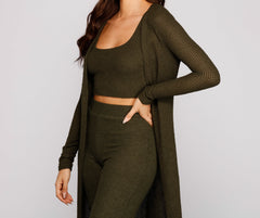 Trendy Textures Long Sleeve Duster - Lady Occasions