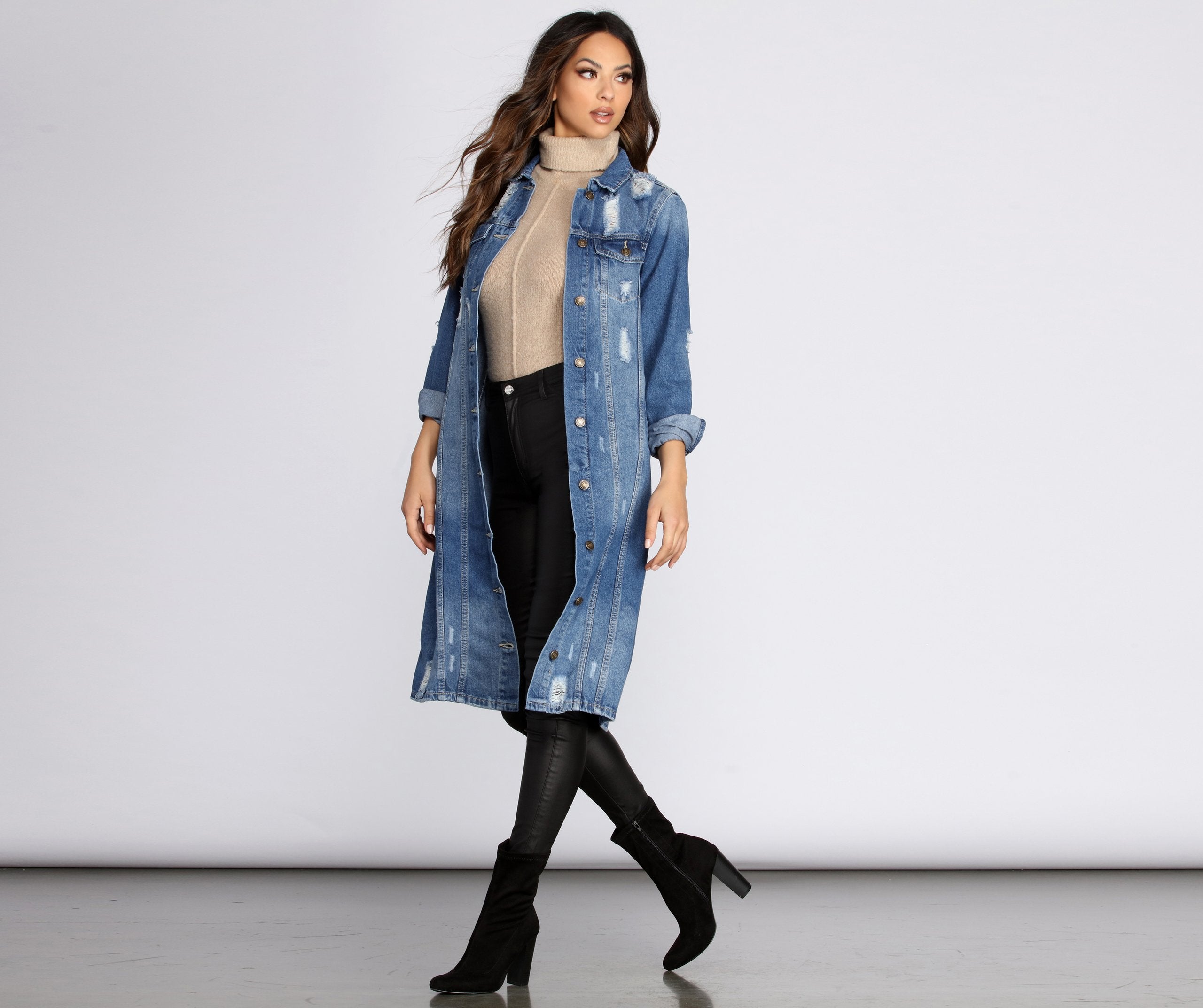 Denim For Days Long Jacket - Lady Occasions