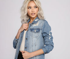 Distressed Details Denim Jacket - Lady Occasions