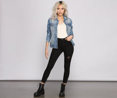 Distressed Details Denim Jacket - Lady Occasions