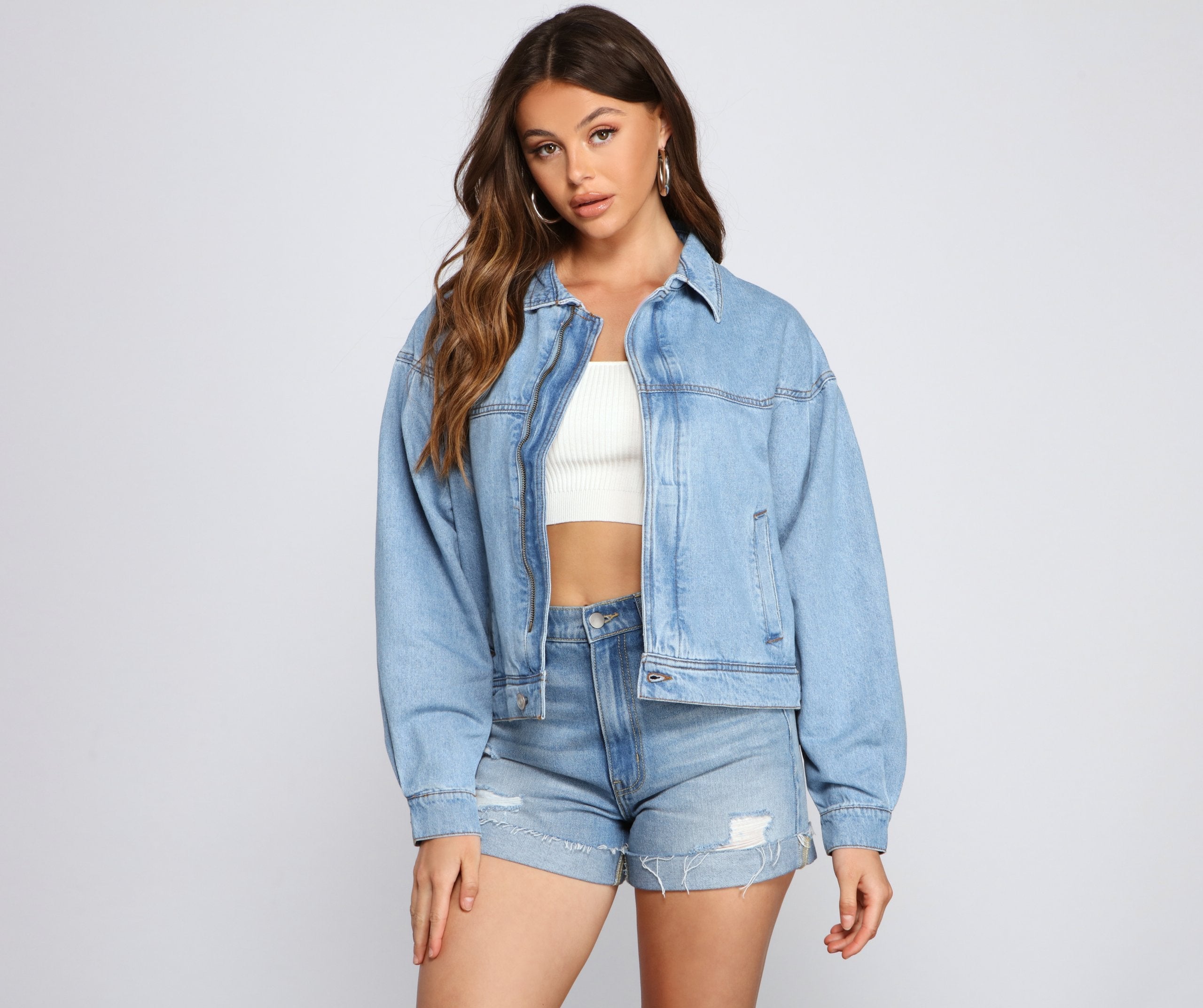 Casual Trendsetter Oversized Denim Jacket - Lady Occasions