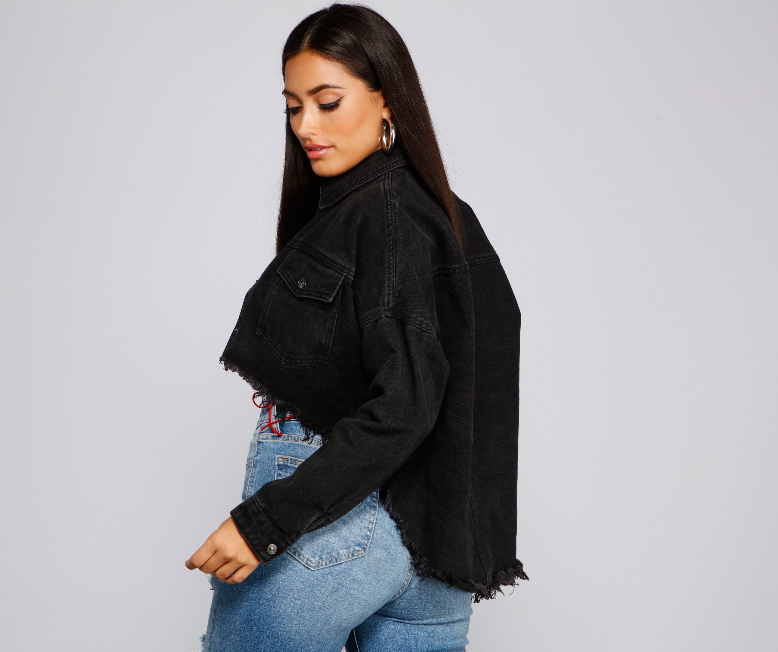 Casually Edgy High Low Cropped Denim Jacket - Lady Occasions