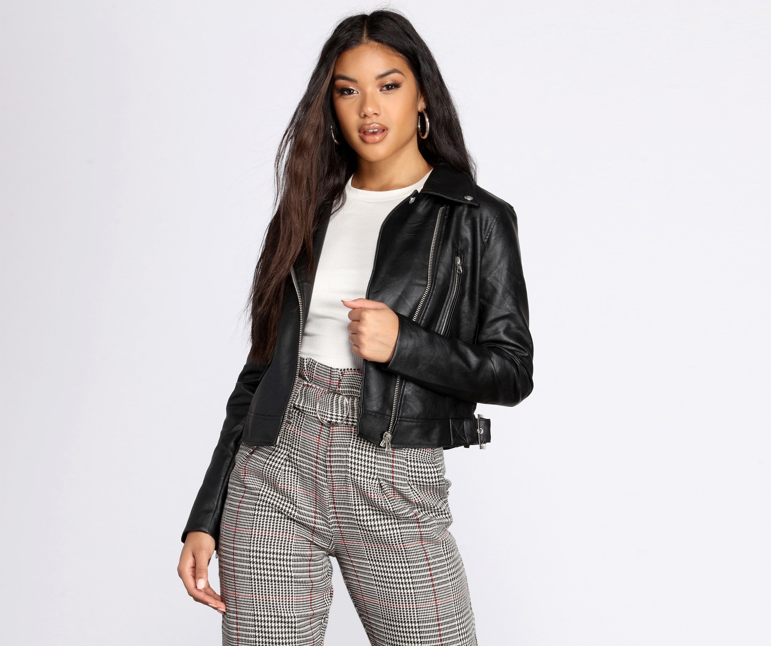 Free Bird Faux Leather Moto Jacket - Lady Occasions