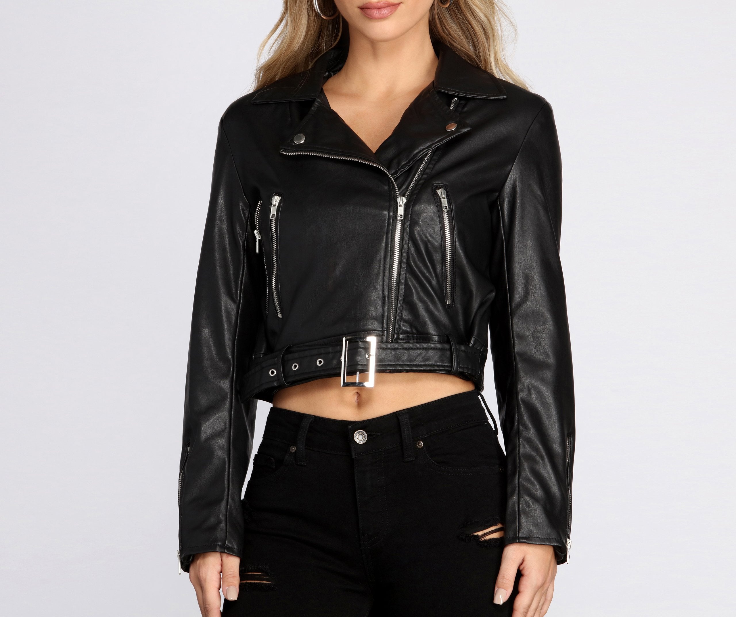 Living On The Edge Faux Leather Moto Jacket - Lady Occasions