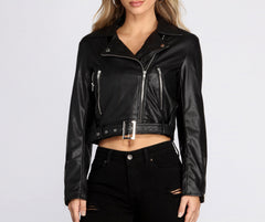 Living On The Edge Faux Leather Moto Jacket - Lady Occasions