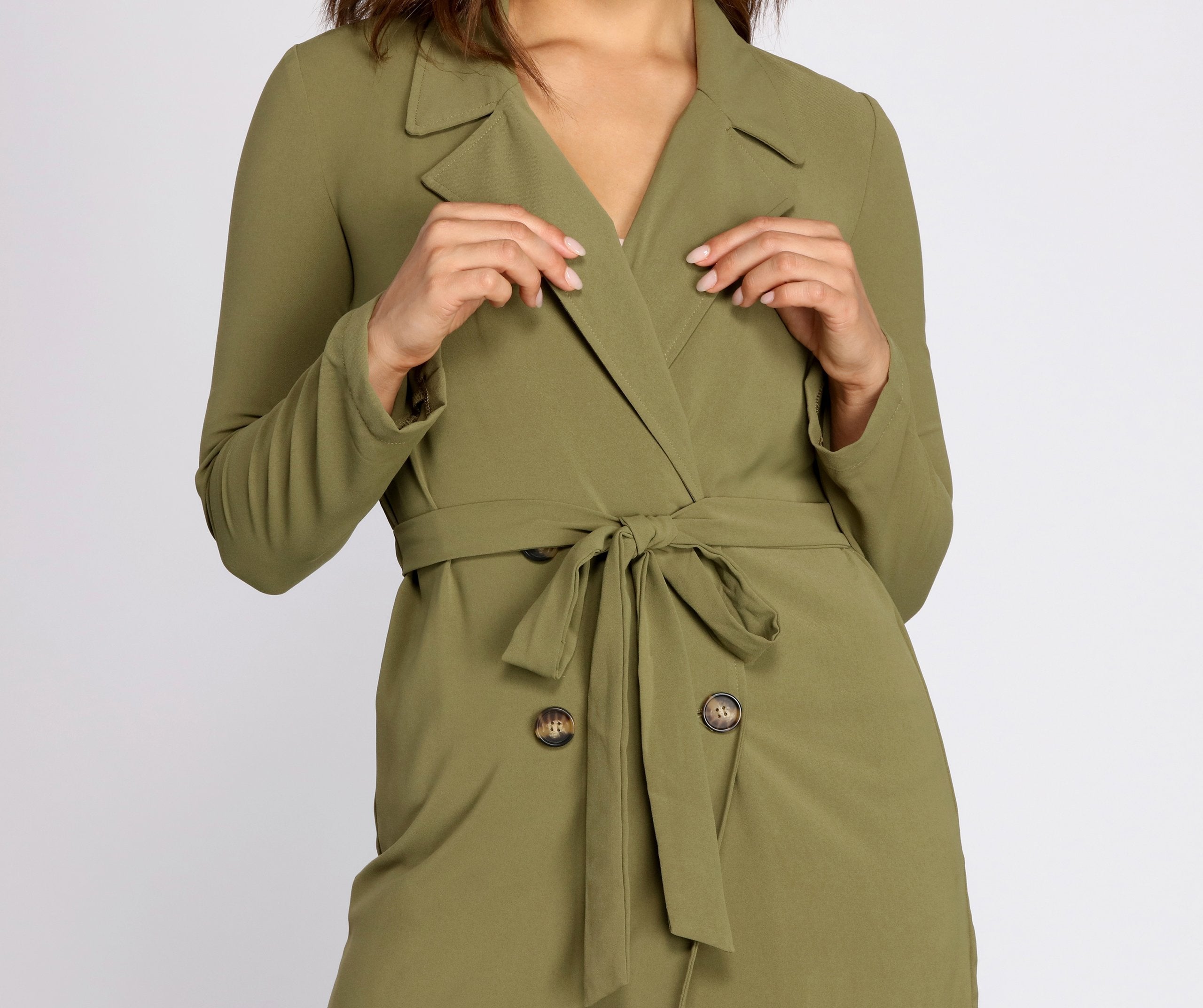 Cosmopolitan Chic Belted Trench Coat - Lady Occasions