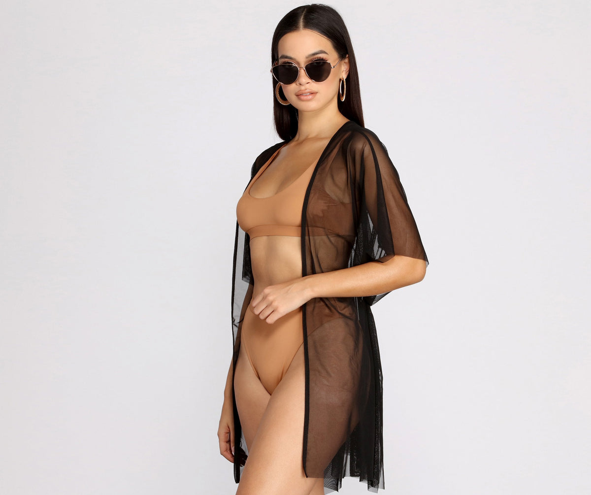 Chic And Sheer Mesh Kimono - Lady Occasions