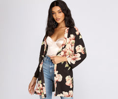 Wildflower Floral Belted Kimono - Lady Occasions