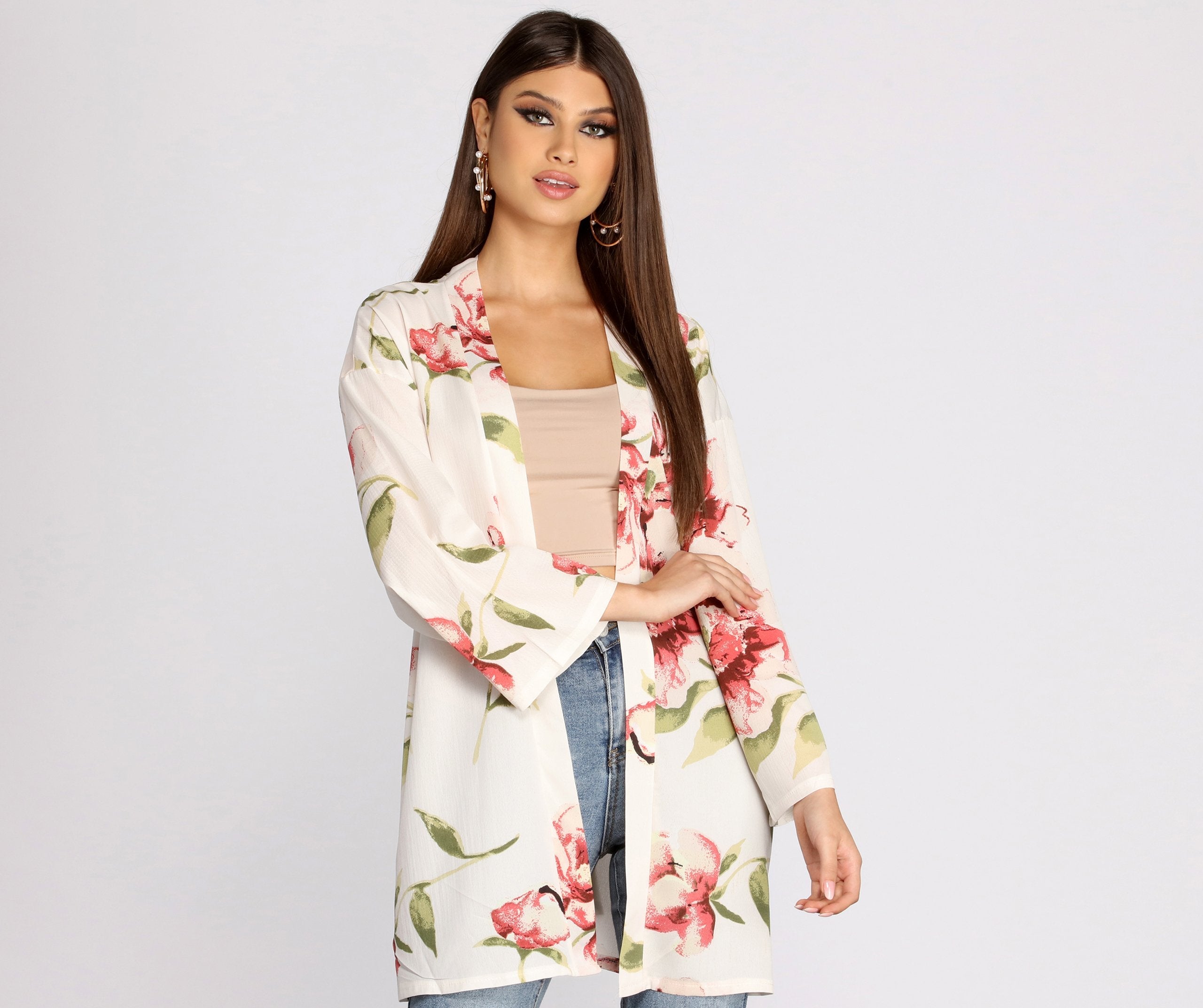 Wildflower Floral Belted Kimono - Lady Occasions