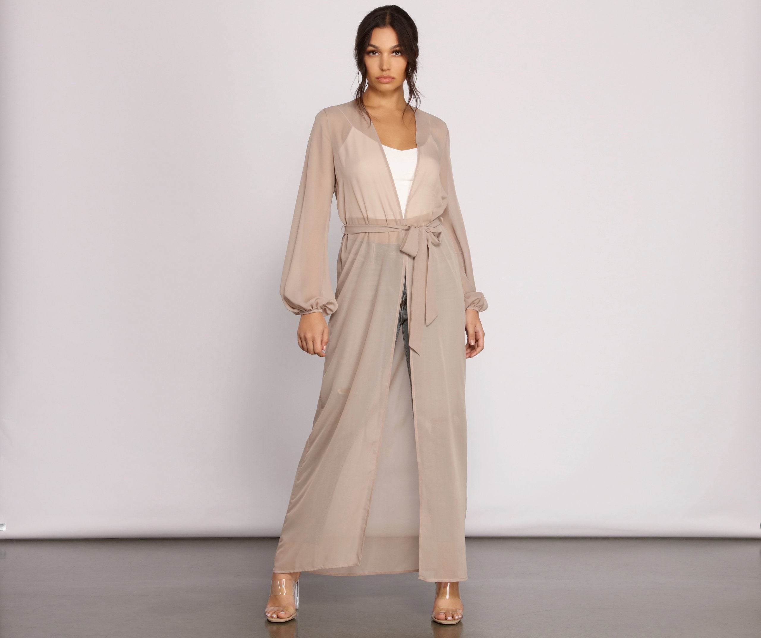Chic Chiffon Tie Front Duster - Lady Occasions