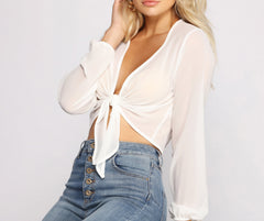 Chic Chiffon Tie Front Top - Lady Occasions