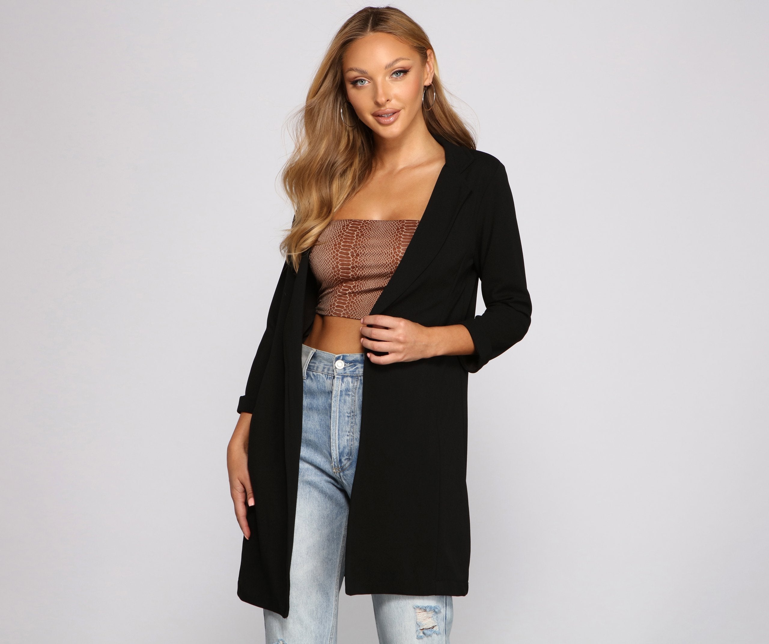 Boss Moves Crepe Long Line Blazer - Lady Occasions