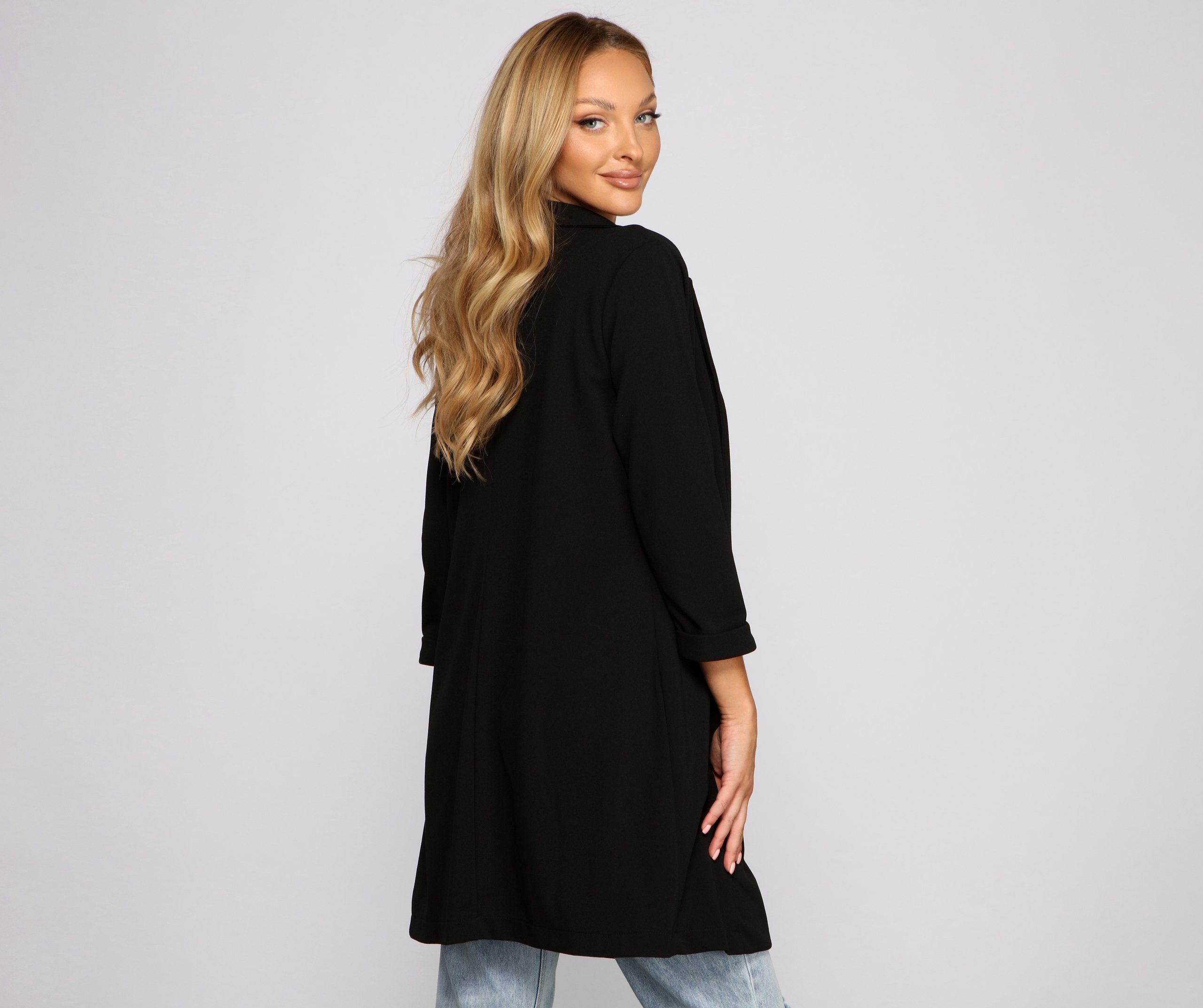 Boss Moves Crepe Long Line Blazer - Lady Occasions