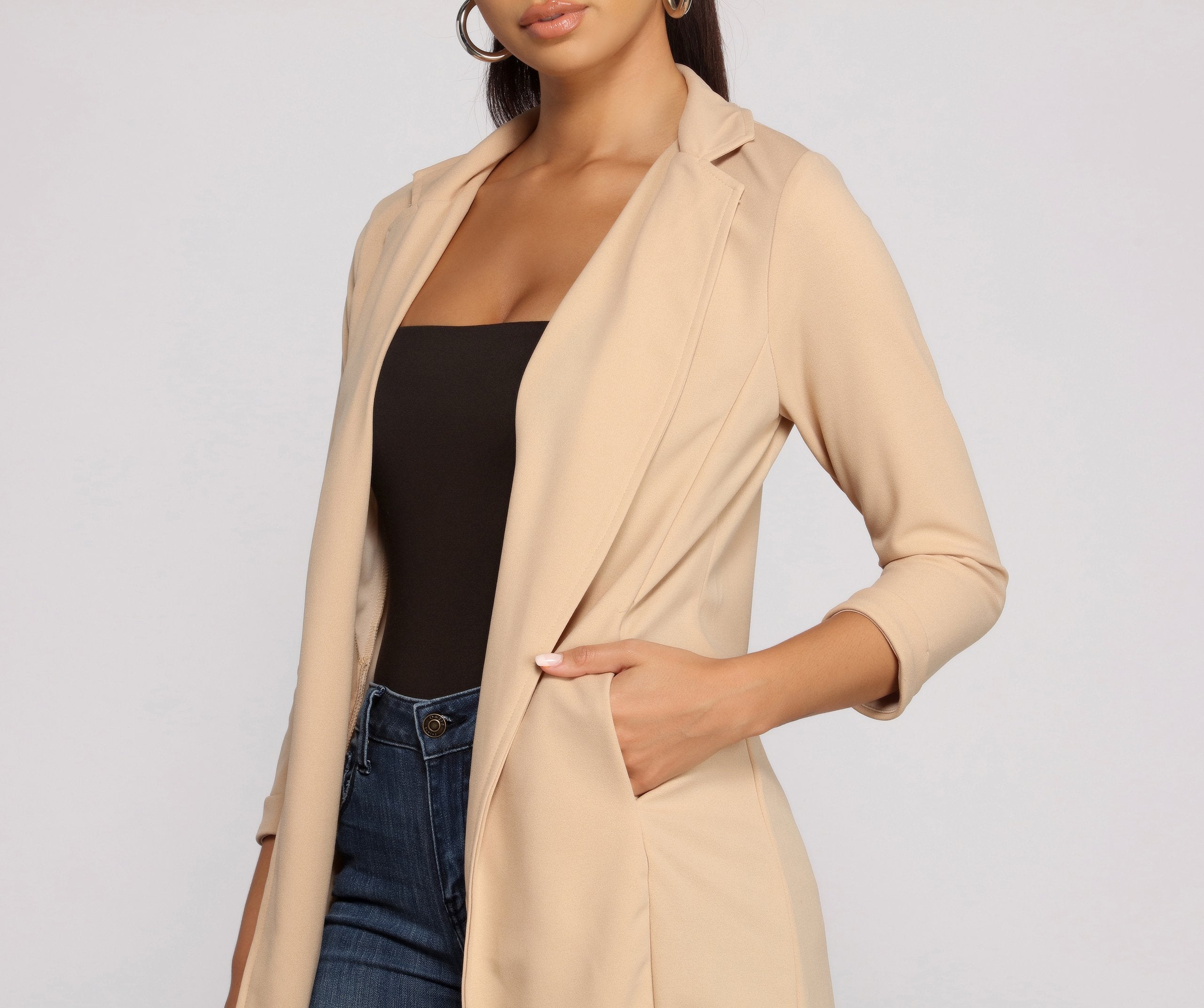 Miss Professional Long Line Blazer - Lady Occasions