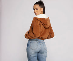 Corduroy Cutie Cropped Sherpa Jacket - Lady Occasions