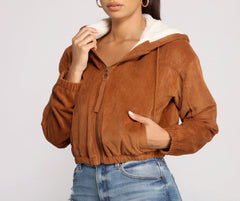 Corduroy Cutie Cropped Sherpa Jacket - Lady Occasions