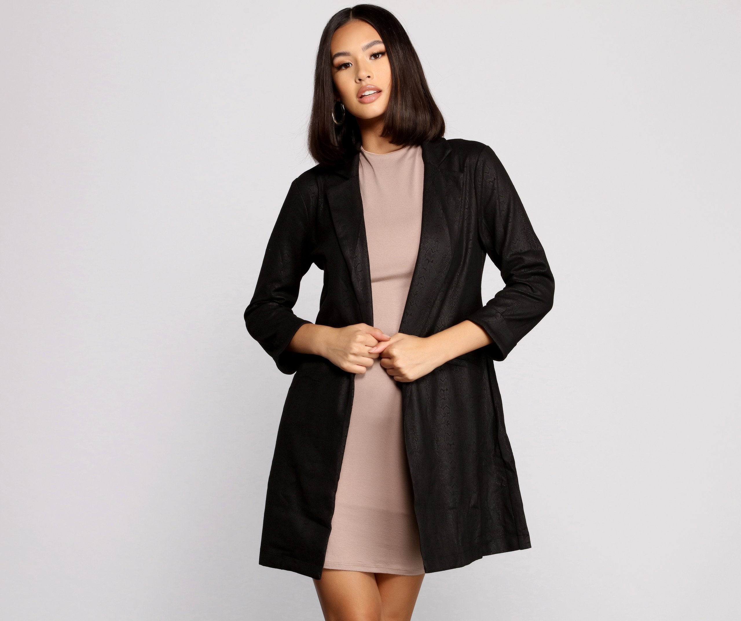 Makin' Moves Faux Suede Long Line Blazer - Lady Occasions