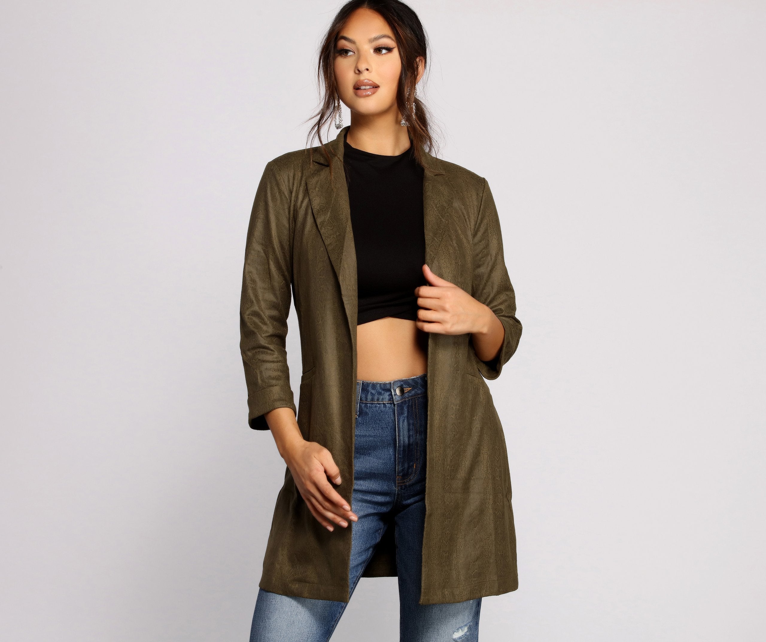 Makin' Moves Faux Suede Long Line Blazer - Lady Occasions