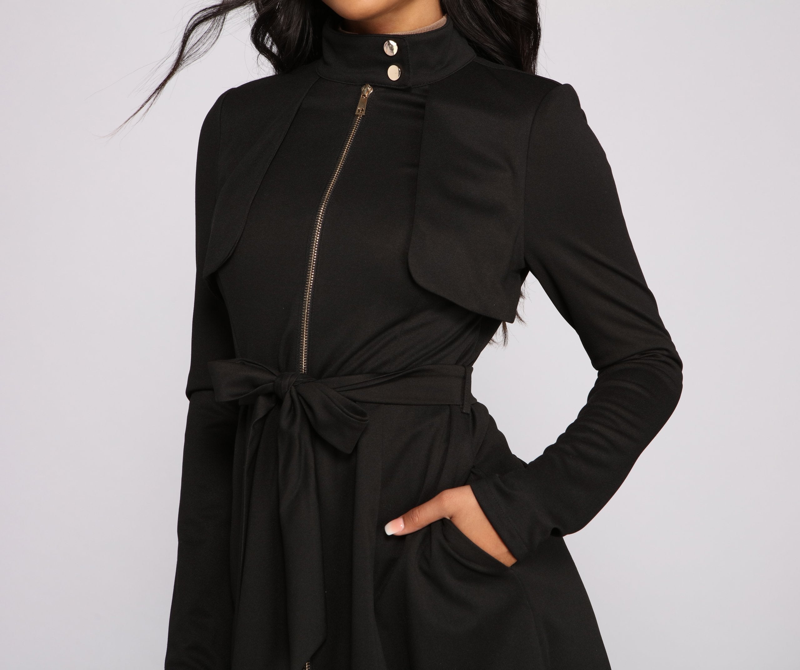 Majorly Chic Belted Trench Dress - Lady Occasions