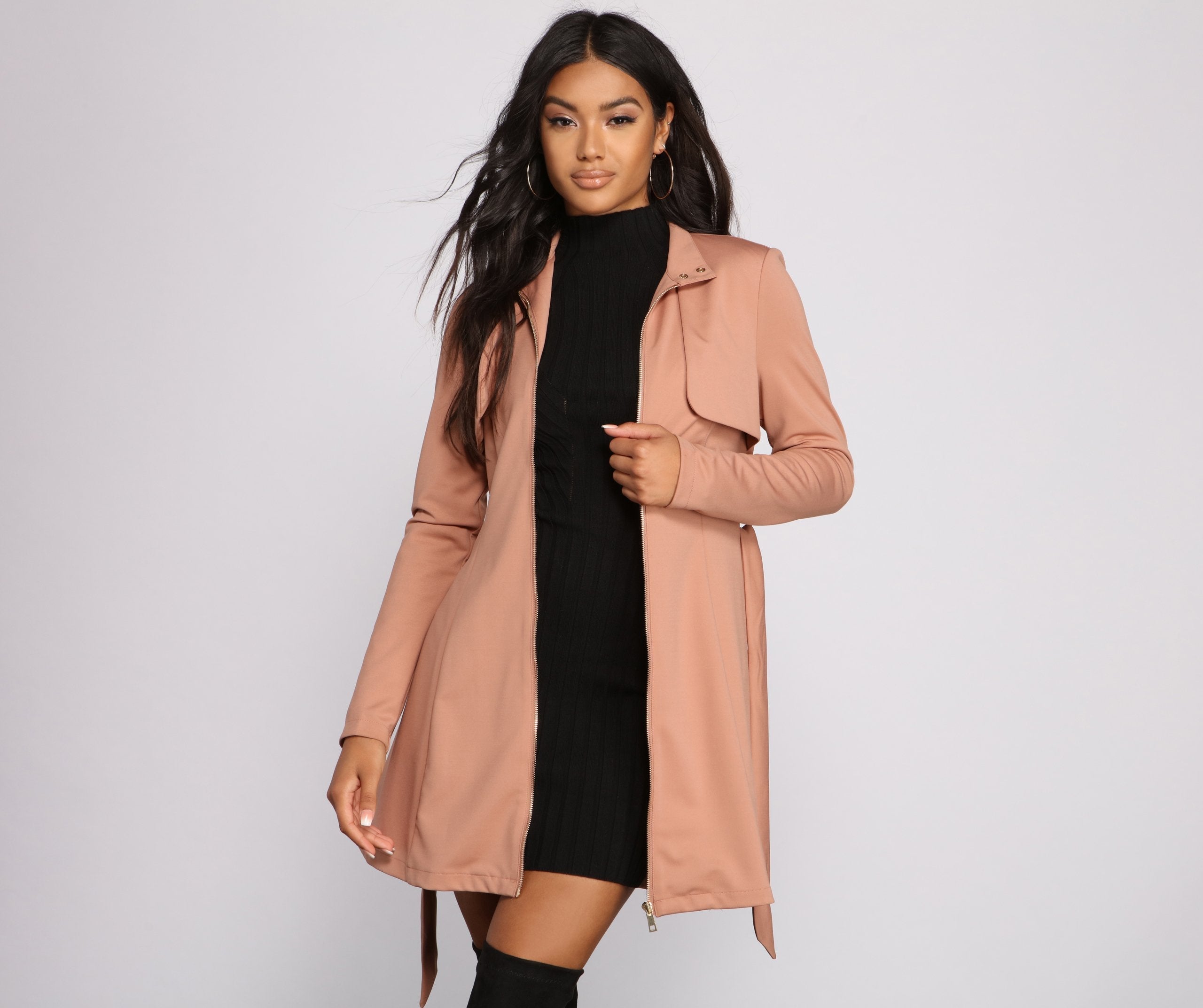 Majorly Chic Belted Trench Dress - Lady Occasions