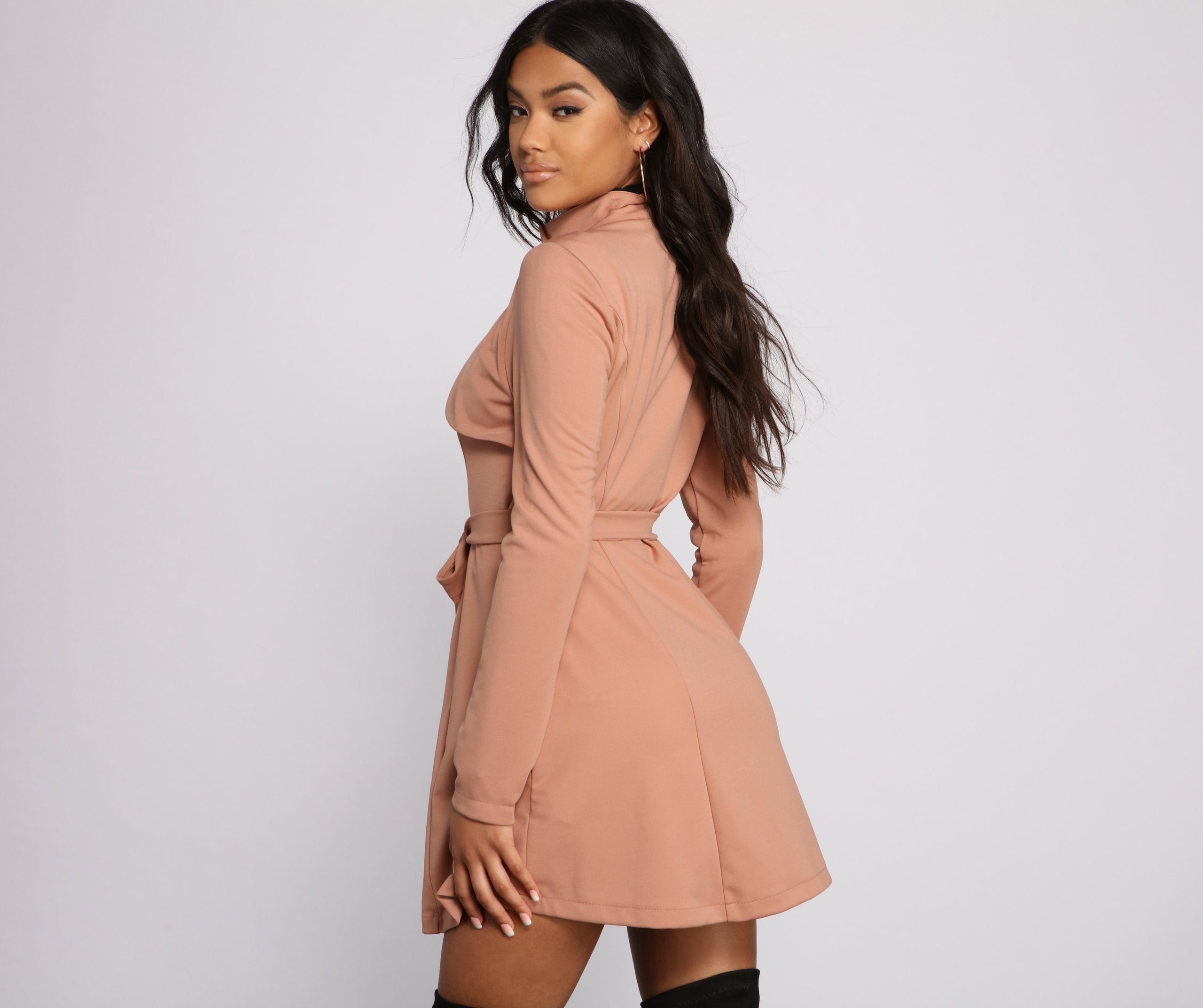 Majorly Chic Belted Trench Dress - Lady Occasions