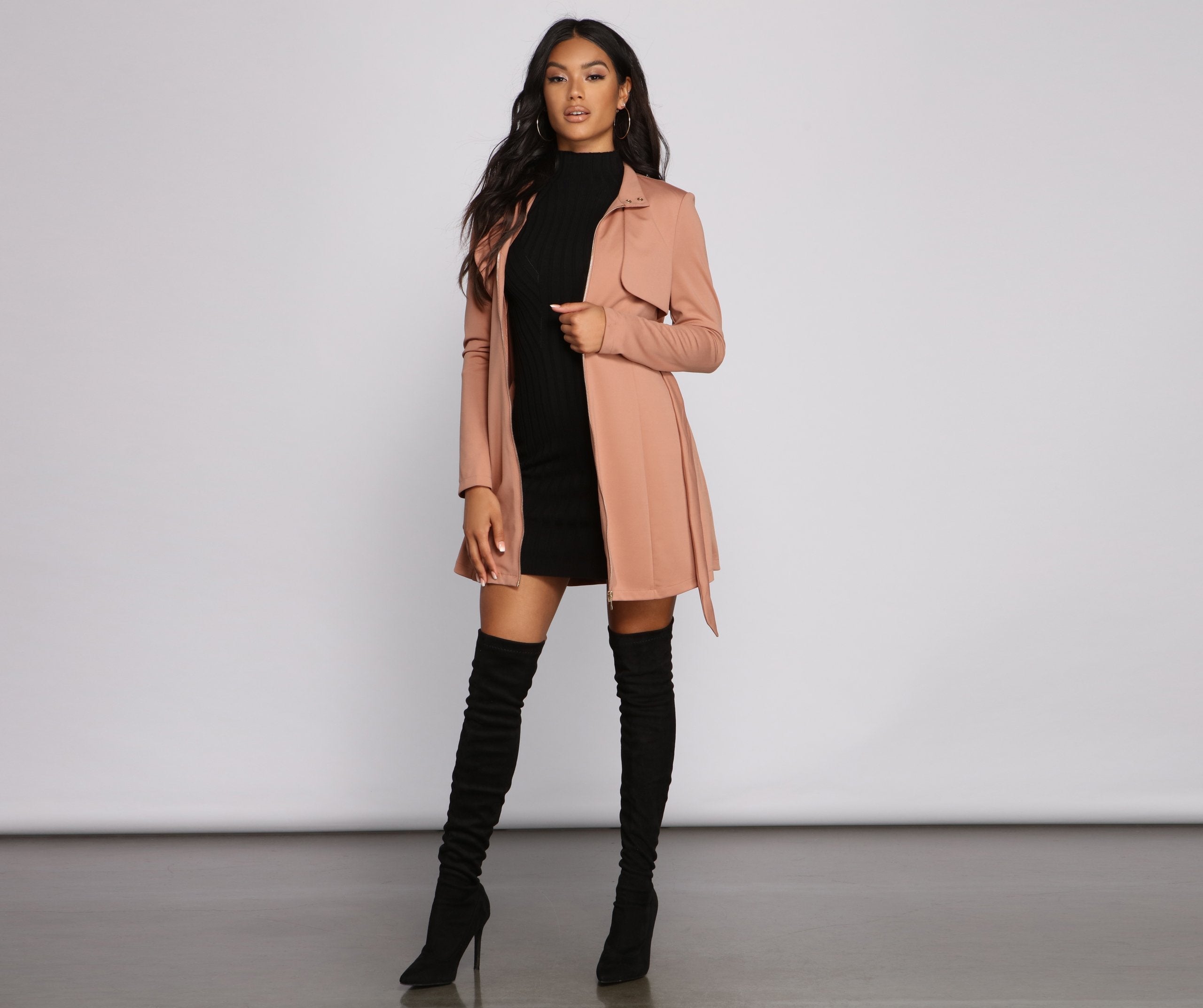 Majorly Chic Belted Trench Dress - Lady Occasions