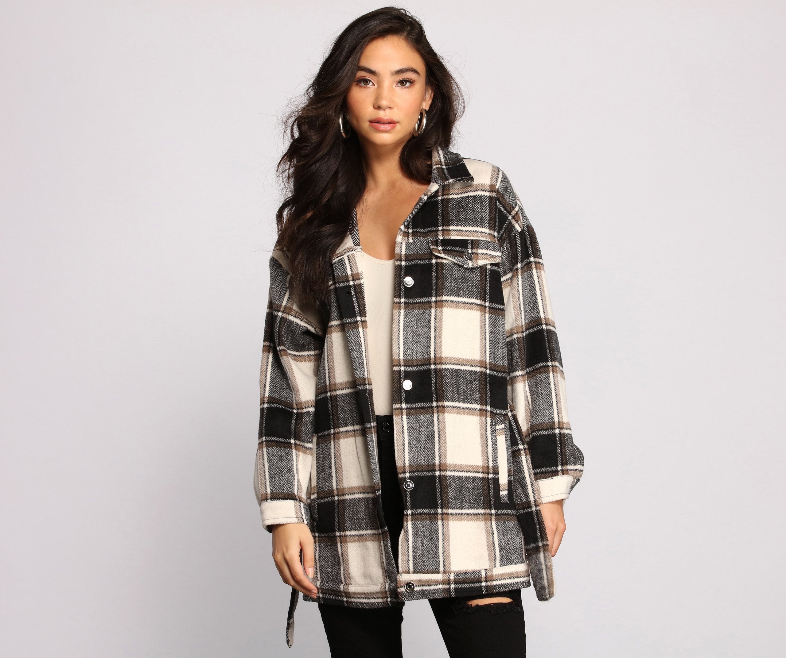 The One Belted Flannel Jacket - Lady Occasions