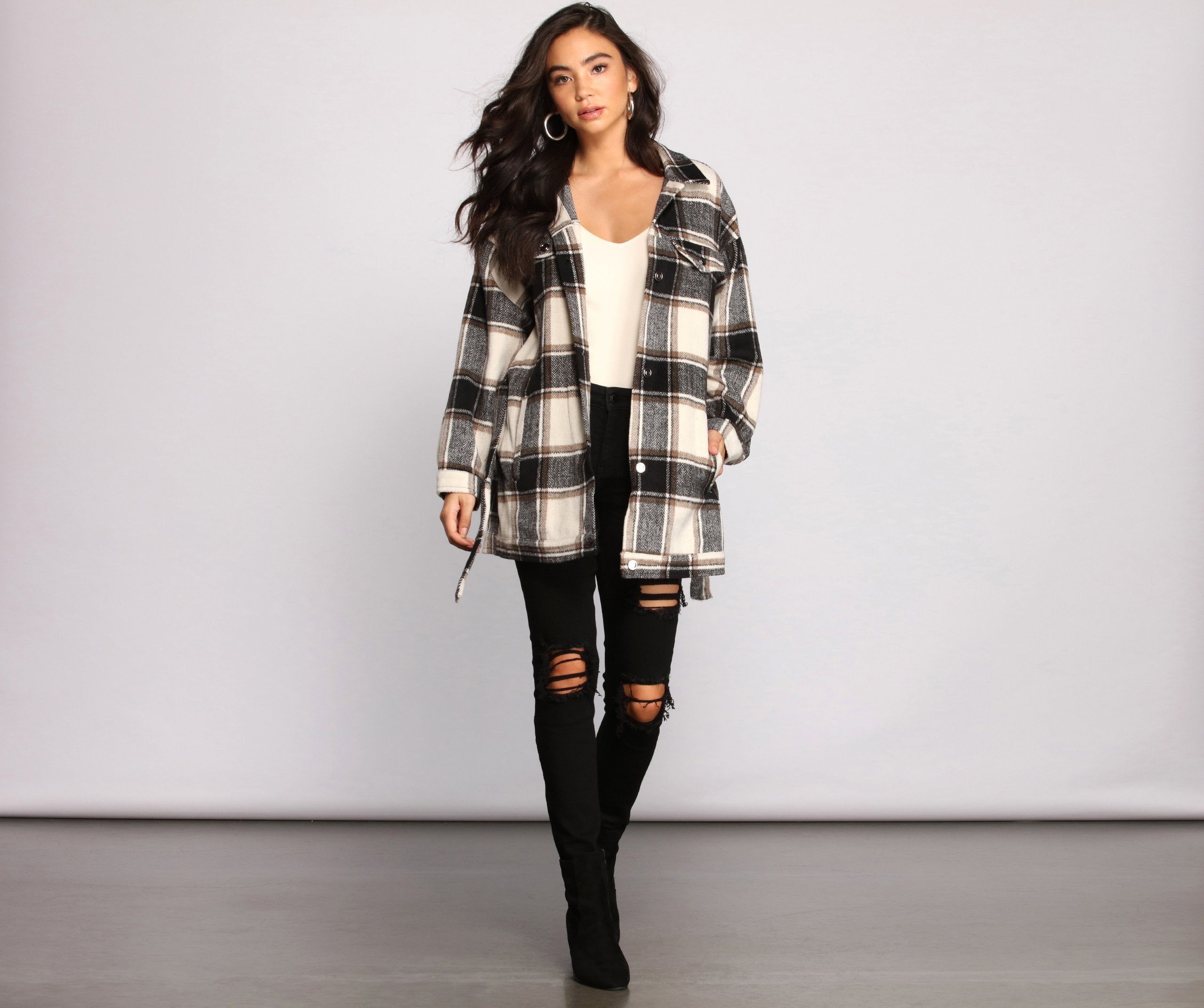 The One Belted Flannel Jacket - Lady Occasions