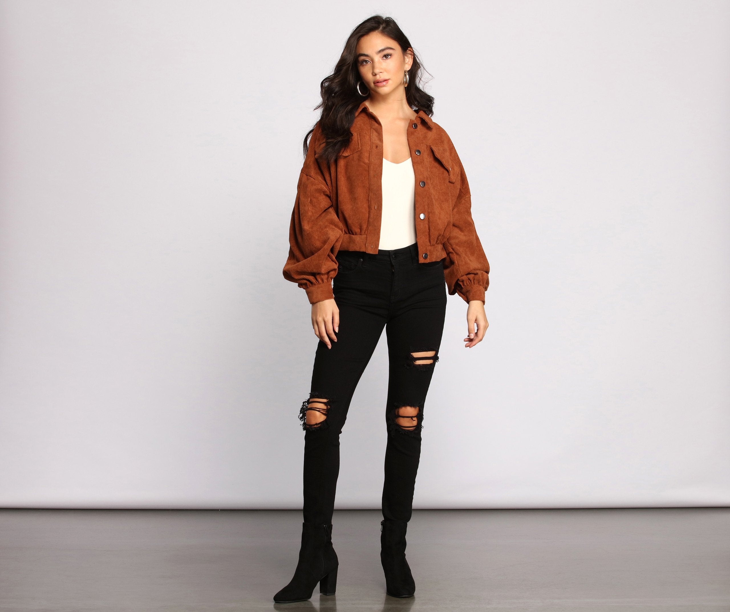 Casually Cute Button-Front Corduroy Jacket - Lady Occasions