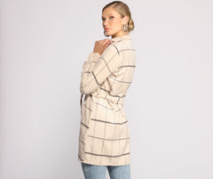 Poised in Plaid Belted Shacket - Lady Occasions